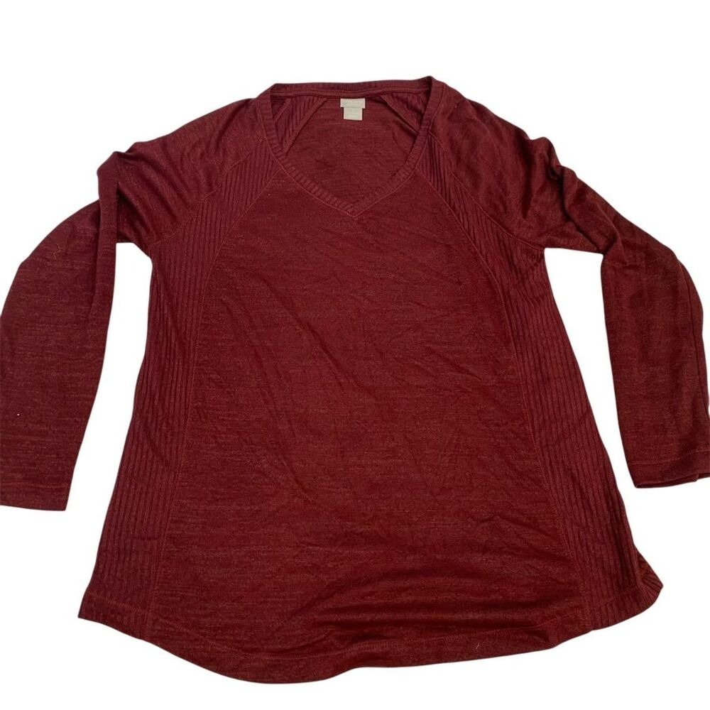 Chico's Zenergy‎ Women's V-Neck Long Sleeve Top Red Size 1 Casual